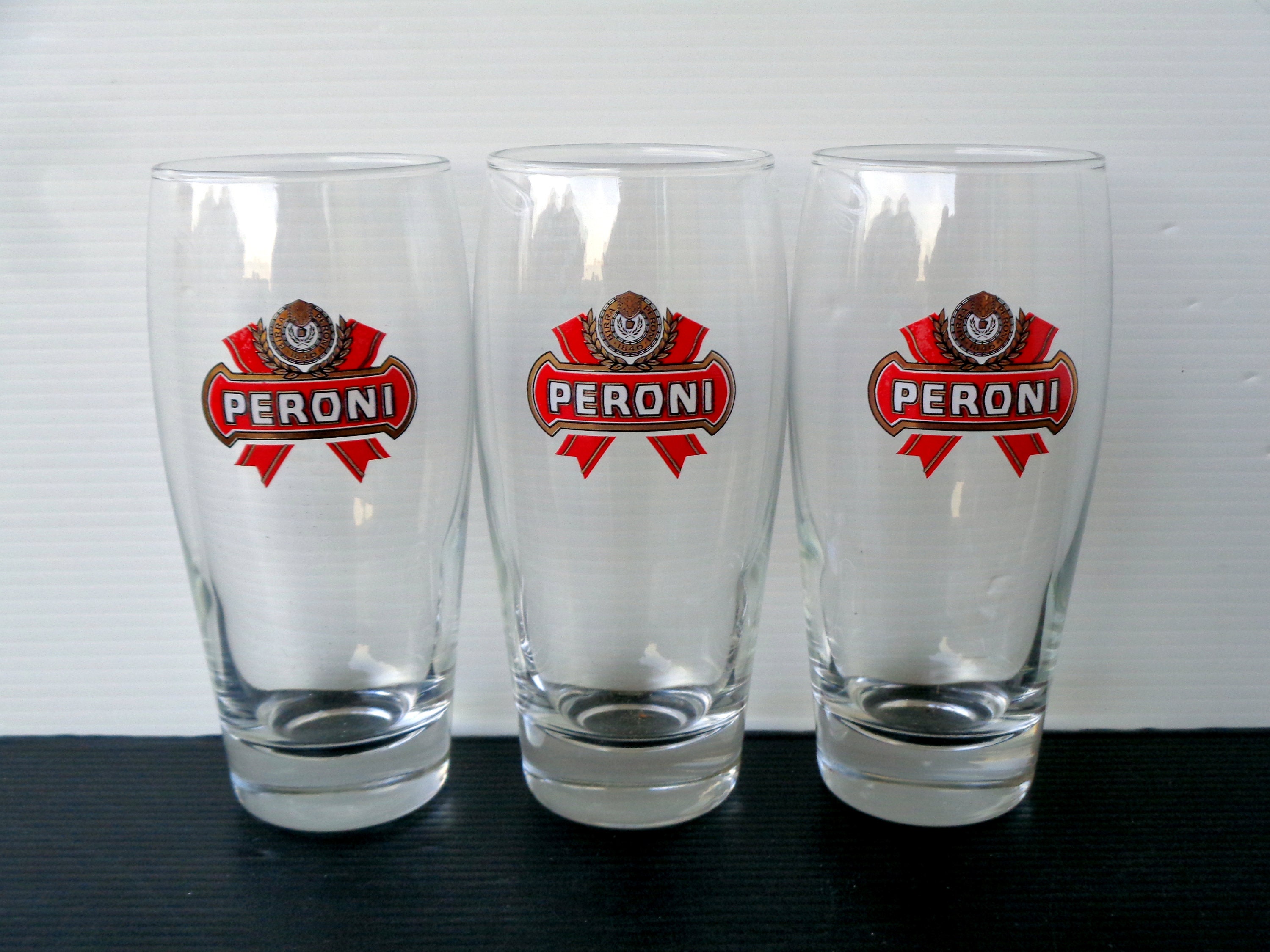Set 3/2 Bicchieri da collezione italiani Peroni anni '70, bicchieri pubblicitari per birra italiana, originali da collezione, regalo per gli amanti de