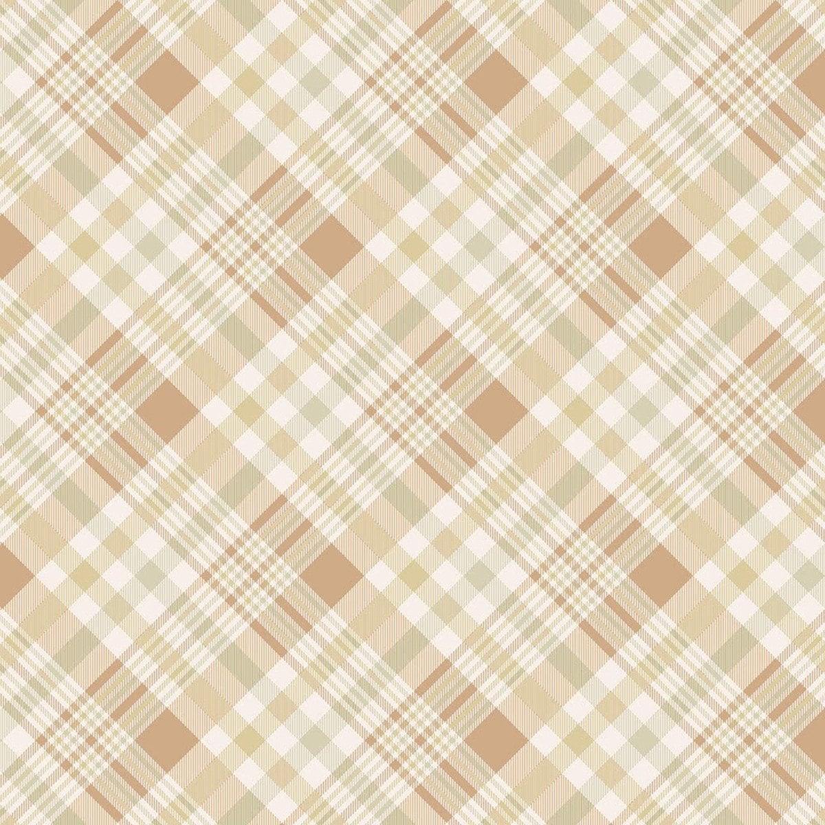 RARE - By The Continuous HALF YARDS - Happy Fall, Y'all by Timeless Treasures, Pattern #7867 Y'all Apple Harvest Bias Plaid Natural