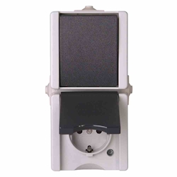 PRO AQA Steckdosenkombination, Aufputz, Wechselschalter, anthrazit, IP44, matt Image