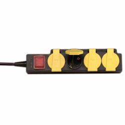 Feuchtraum-Steckdosenleiste gelb-schwarz 1,2m mit Klappdeckel Image