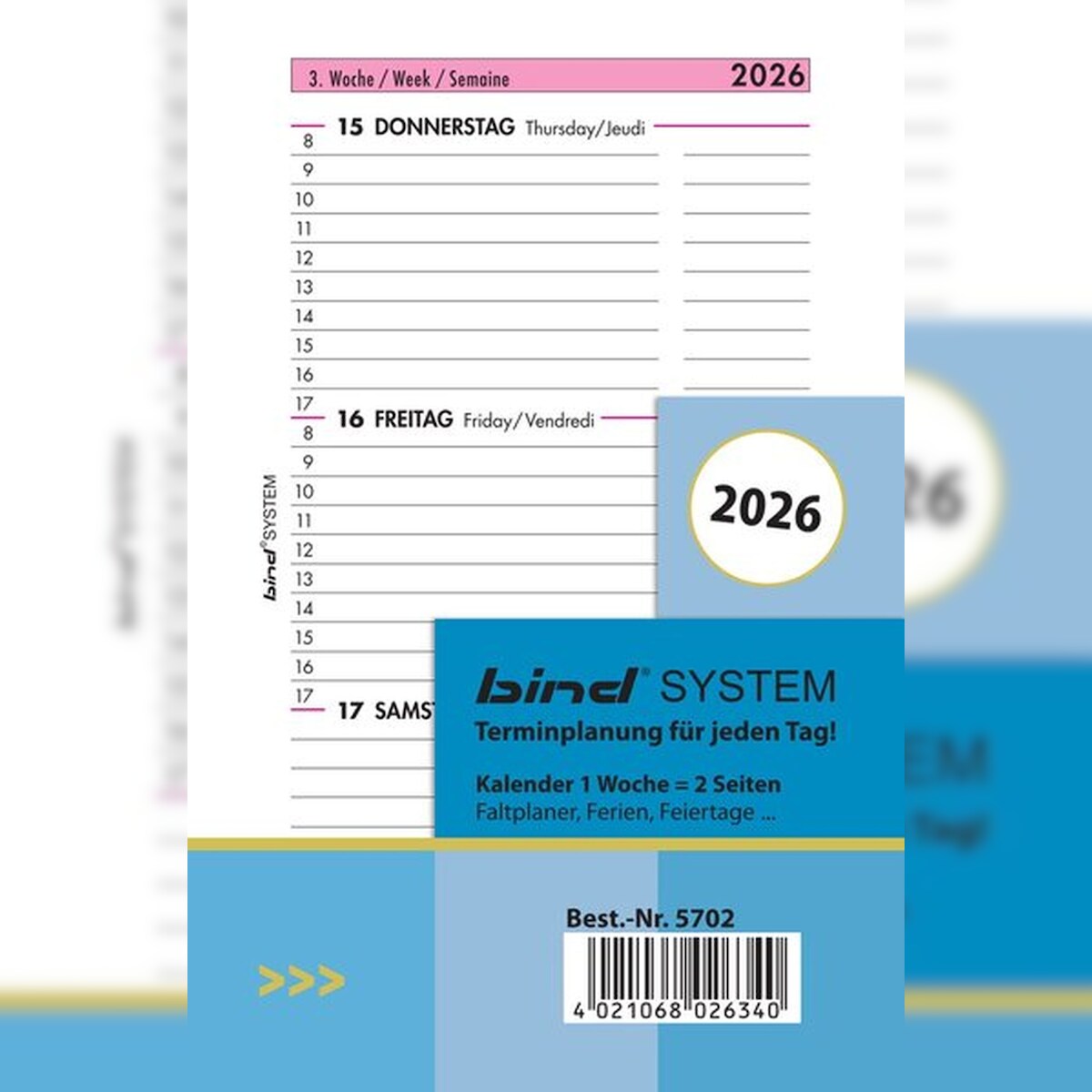 Timer Ersatzeinlage 2026 1 Woche / 2 Seiten DIN A7 Image