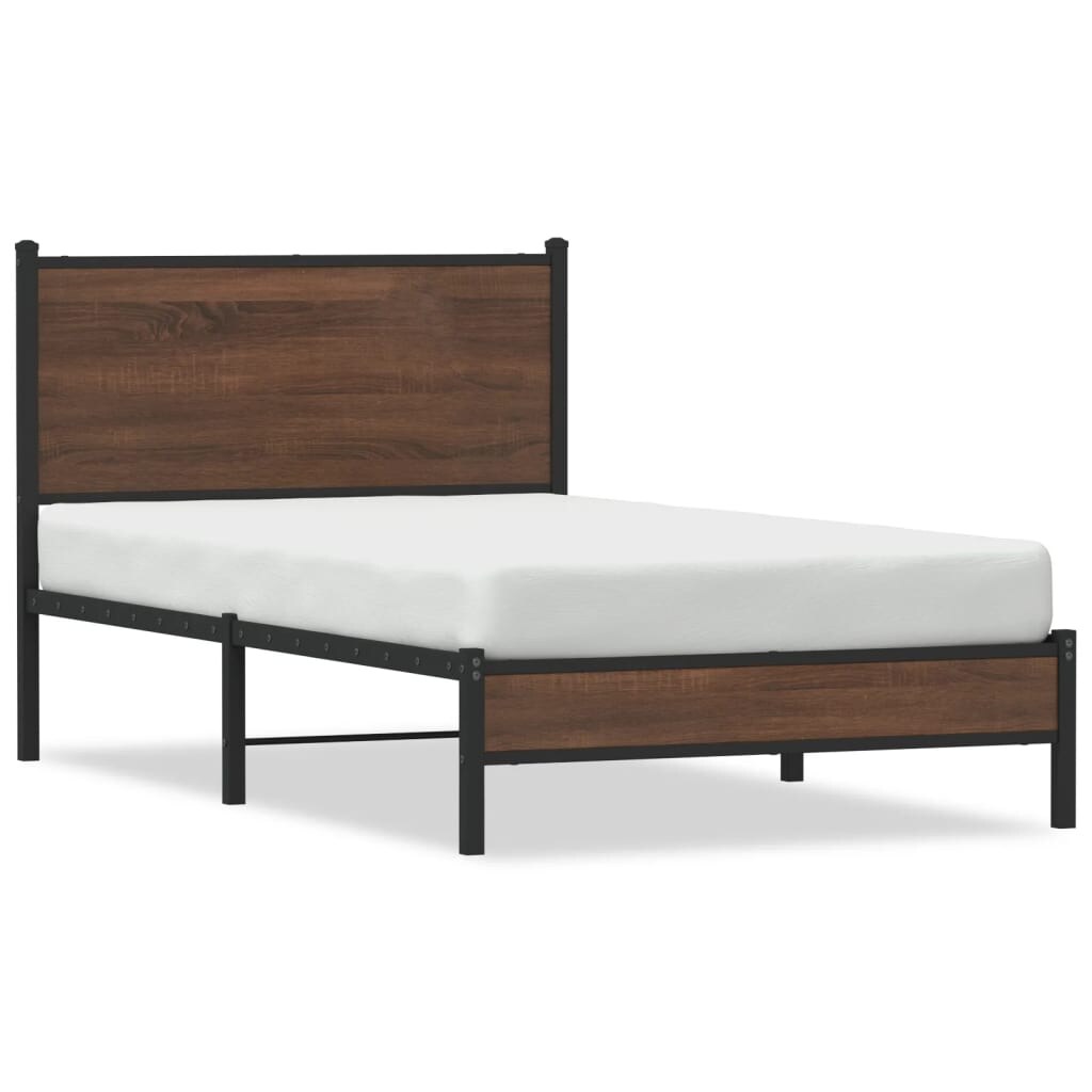 vidaXL Metallbett ohne Matratze Braun Eichen-Optik 100x190 cm Image