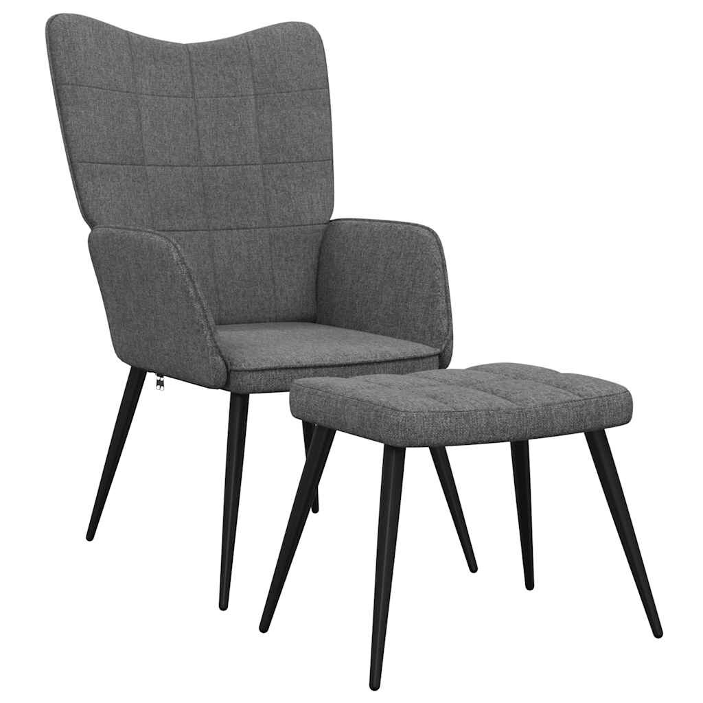 vidaXL Relaxsessel mit Hocker Dunkelgrau Stoff Image