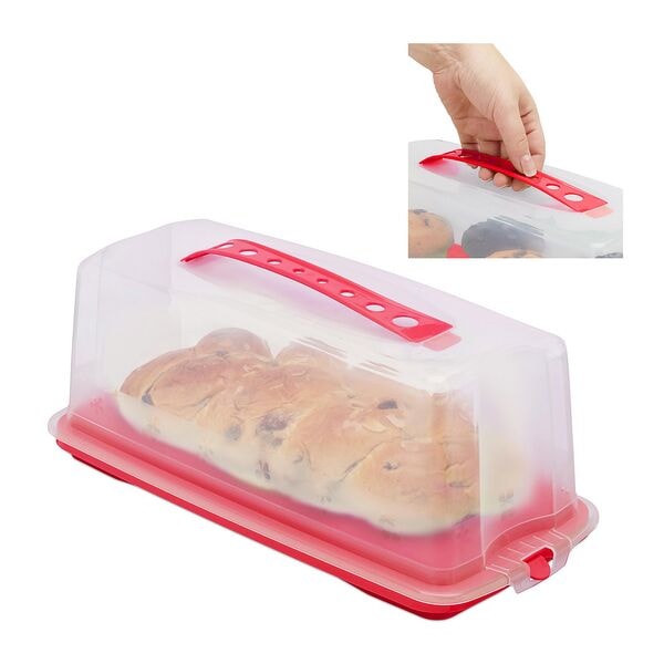 relaxdays Kuchenbox eckig Rot Image