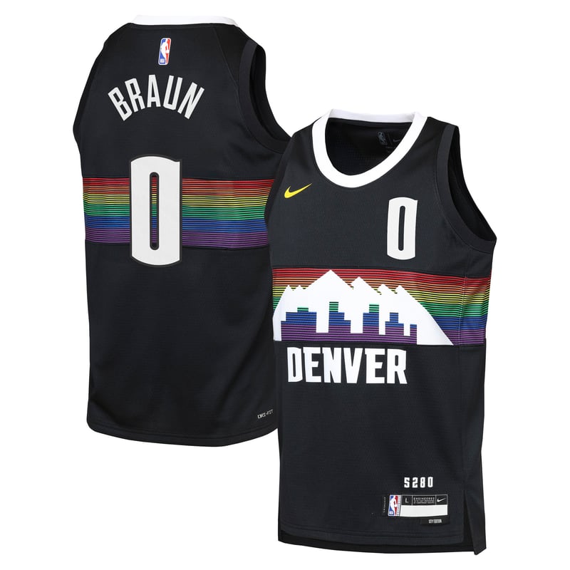 Maillot Swingman Nike City Edition 2025/26 des Denver Nuggets - Personnalisé - Christian Braun - Jeune - unisexe Taille: L (14/16)