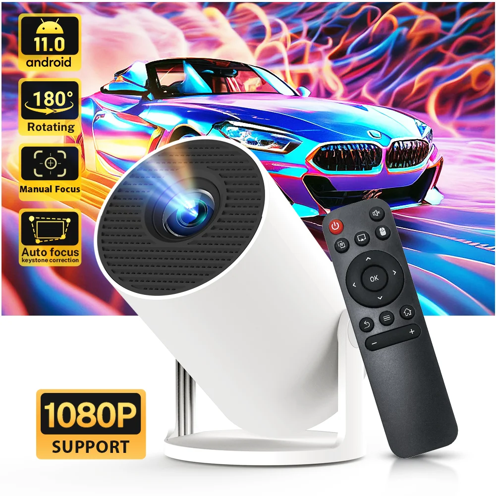 LynCast Projektor 4K HD X1BQ Native 720P Android 11 Dual Wifi6 BT5.0 260ANSI 180 ° Drehbares Heimkino, Büro, aktualisiert HY300 Image