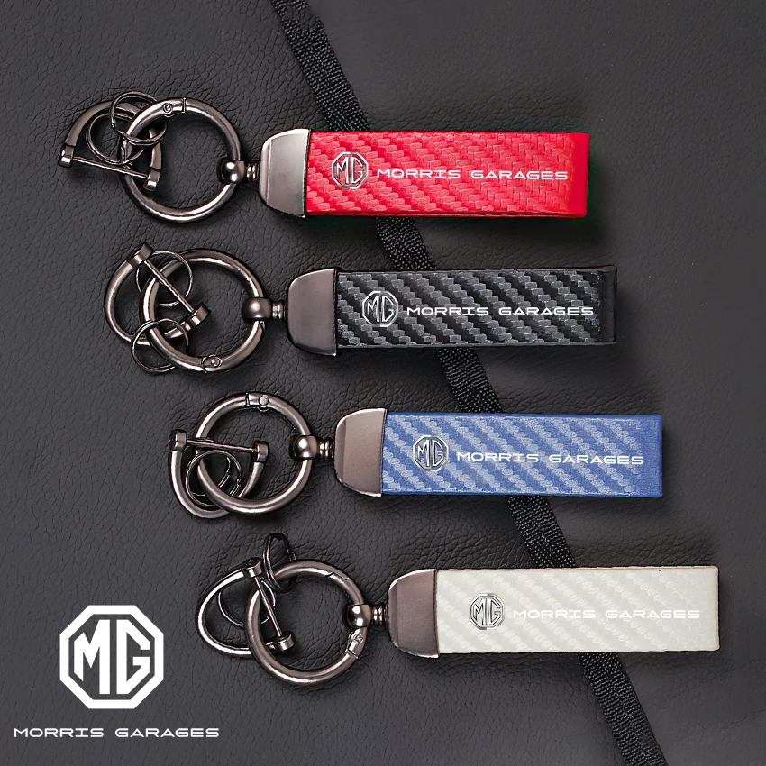 Kohlefaser-Leder-Auto-Schlüsselanhänger, Schlüsselanhänger, Zubehör für MG 4, 5, 6, 7, Cyberster ES5, EIN MG5, Skorpion, ZS HS, MARVEL-R Hector MG3 Image