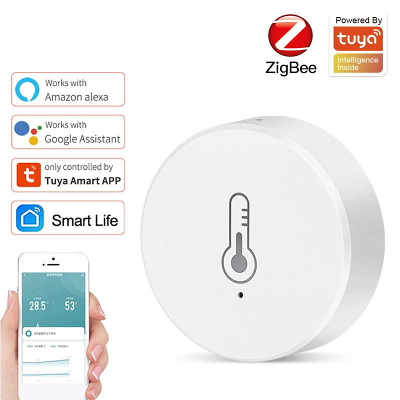 Tuya ZigBee 3,0 Temperatur Feuchtigkeit Sensor Innen Hygrometer Thermometer Smart Home Arbeit Mit Smart Leben Alexa Google Assistent Image