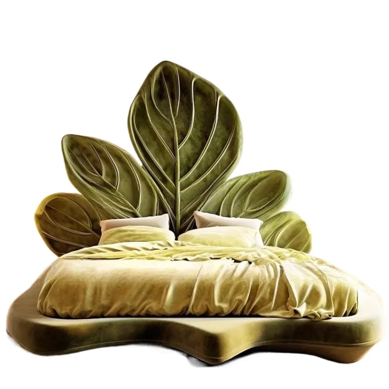 Bett Hauptschlafzimmer High-End-Atmosphäre, grünes Bett, 1,8 Meter Doppelbett, mittelalterliche Möbel Image