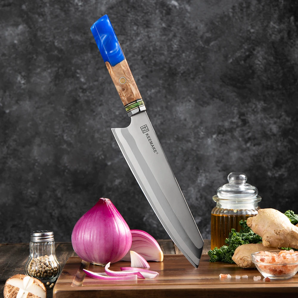 KEEMAKE Coltello Kiritsuke giapponese da 8 pollici Coltello extra affilato VG10 in acciaio di Damasco Coltello da taglio per carne di verdure