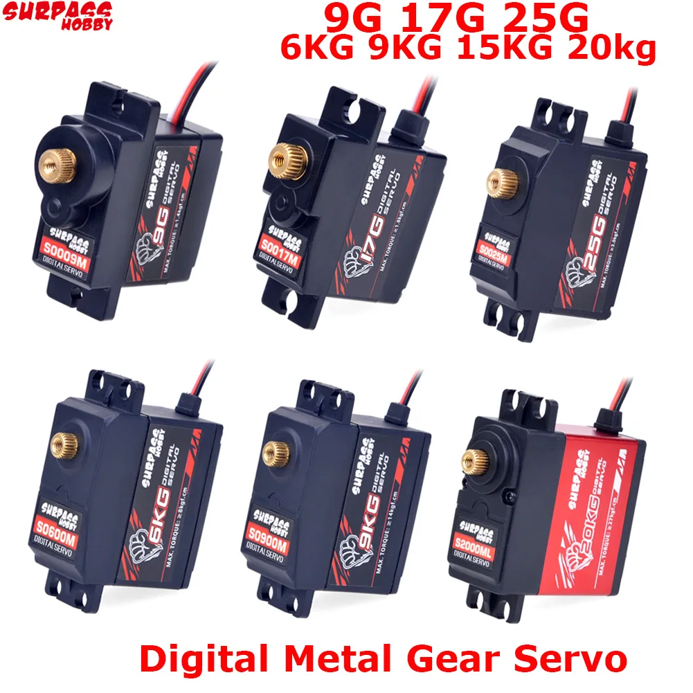 ÜBERTREFFEN HOBBY 9G 17G 25G 6KG 9KG 15KG 20kg Digital Servo Metall Getriebe RC Auto Mini Servos Micro Motor für 1/8 1/10 RC Boot Modell