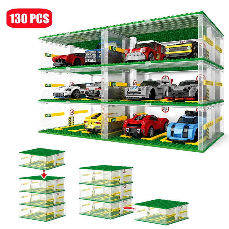 SEMBO BLOCK Città Auto Sportive Garage Building Blocks MOC Supercar Racing Parcheggio Scatola di Immagazzinaggio di Veicoli Fai da Te Mattoni Giocattoli per Bambini