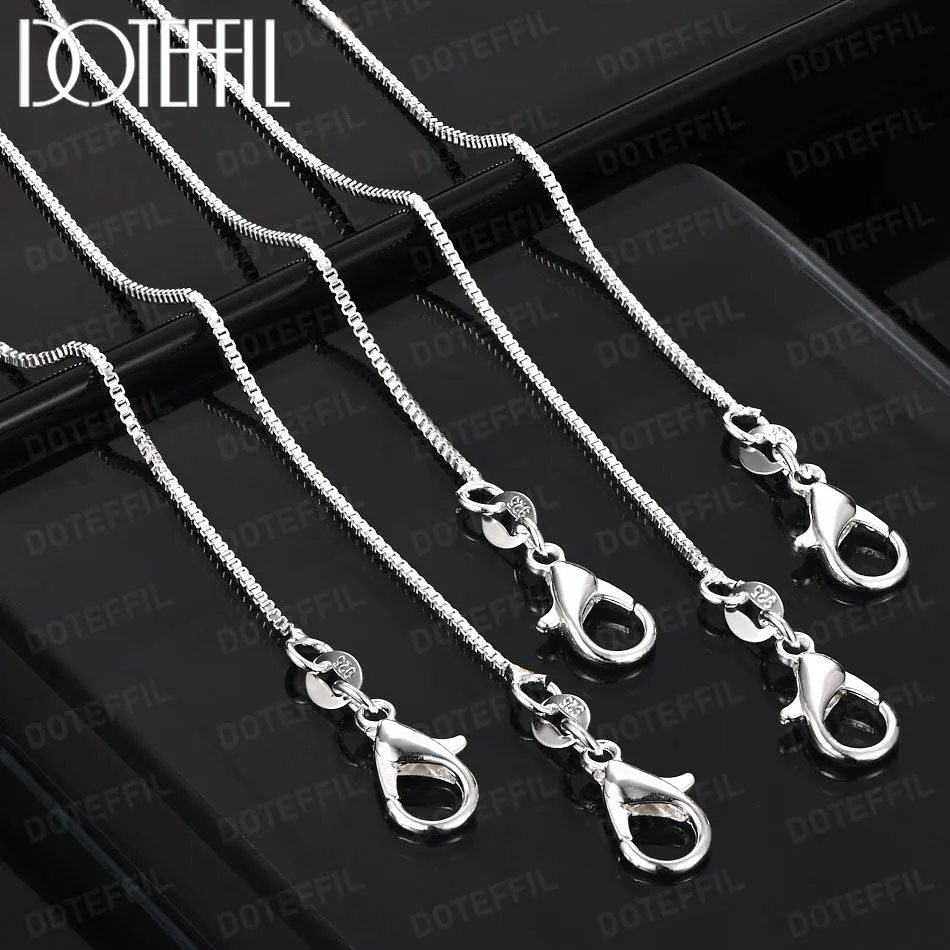 DOTEFFIL 925 Sterling Silber 1 MM Box Kette Halskette 1/5/10 teile/los 16-30 Zoll Für Frau Mann mode Schmuck Image