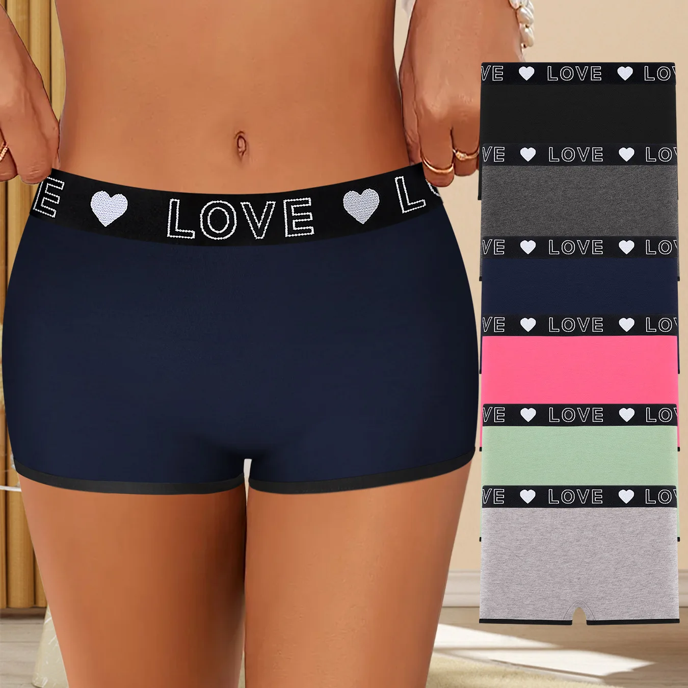 3 stücke Frauen Boxer Briefs Weibliche Mittlere Taille Keine Spur Große Größe Vier Ecke Höschen Dame Mode Komfort Flush Beine plattfuß Kurze Image