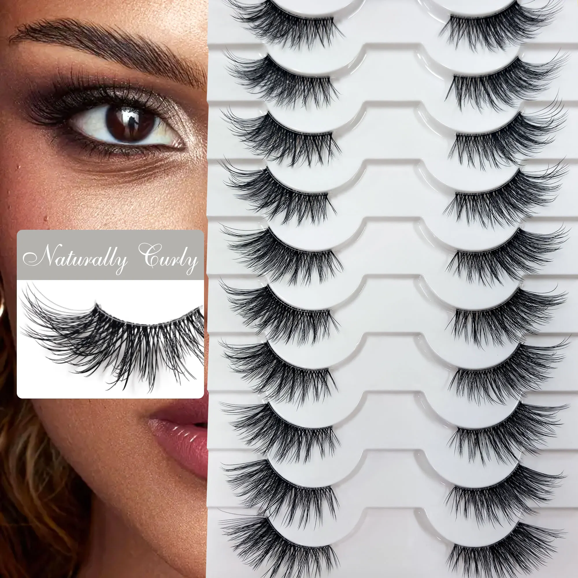 10 Paar 11-15 mm gemischte Fuchswimpern, zarte und flauschige feenhafte Katzenaugen-Falschwimpern für einen natürlichen Look. Image