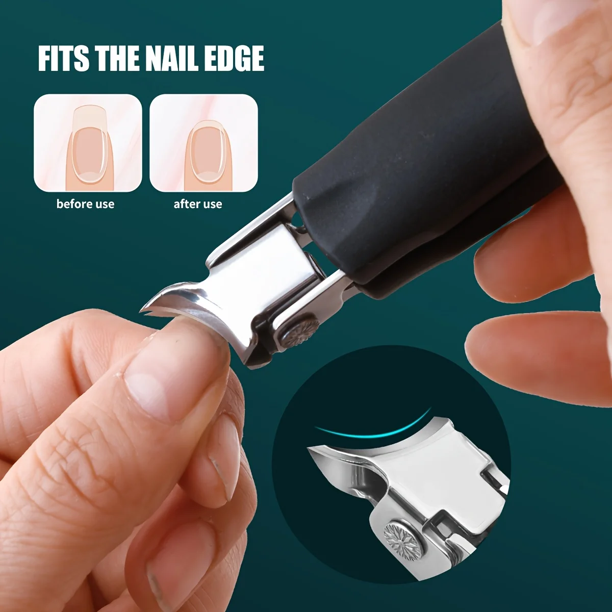 Große, öffnende Nagelknipser aus Edelstahl mit Spritzschutz-Design – gebogene Klinge zum einfachen Schneiden, ideal für Zehennägel und F Image