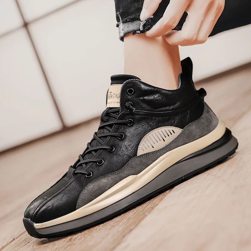 Bubuk Lässige Herren-Sneaker in großen Größen, bequem für alle Jahreszeiten, Schnür-Herrenschuhe, rutschfeste und verschleißfeste Wanderschuhe, Wanderschuhe, atmungsaktives Obermaterial, geeignet für