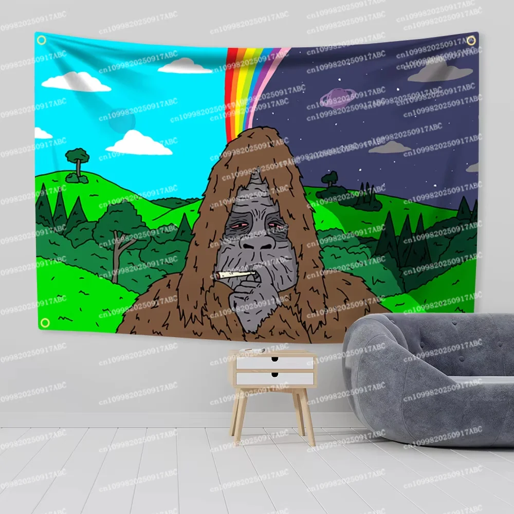 Big Lez Show Meme-Flagge, Wandteppich, Zuhause, Wandteppich, zum Aufhängen, freches, das Sasquatch-Banner, ästhetische Wohnheimparty, Hintergründe, Stoff Image