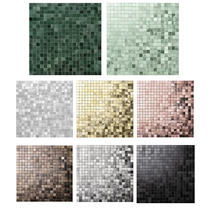 Mosaik Metall Aluminium Kunststoff Panel Wandaufkleber Selbstklebend Abziehen und Aufkleben Abstrakte wasserdichte Küche Badezimmer Fliesen Dekore