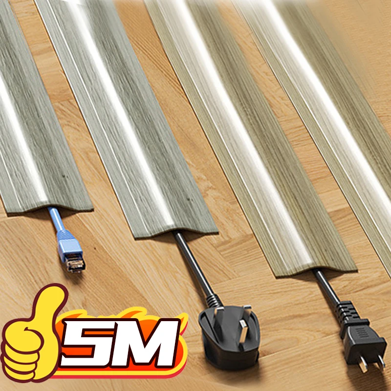 Selbstklebende Kabelhülsen, Protektoren, PVC-Bodenkabelprotektoren, Kabelversteck für zu Hause, Abdeckungen für flexible Drahtkanäle, Verkabelungszubehör Image