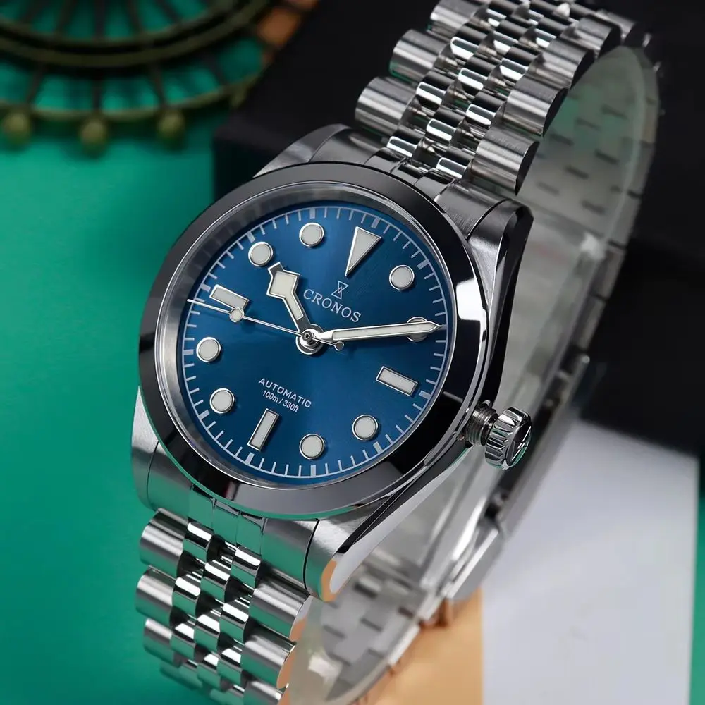 CRONOS Herren-Automatikuhr, 36 mm, mechanische Armbanduhr, Saphirglas, 10 ATM wasserdicht, BGW-9/C3, leuchtend, PT5000 Image