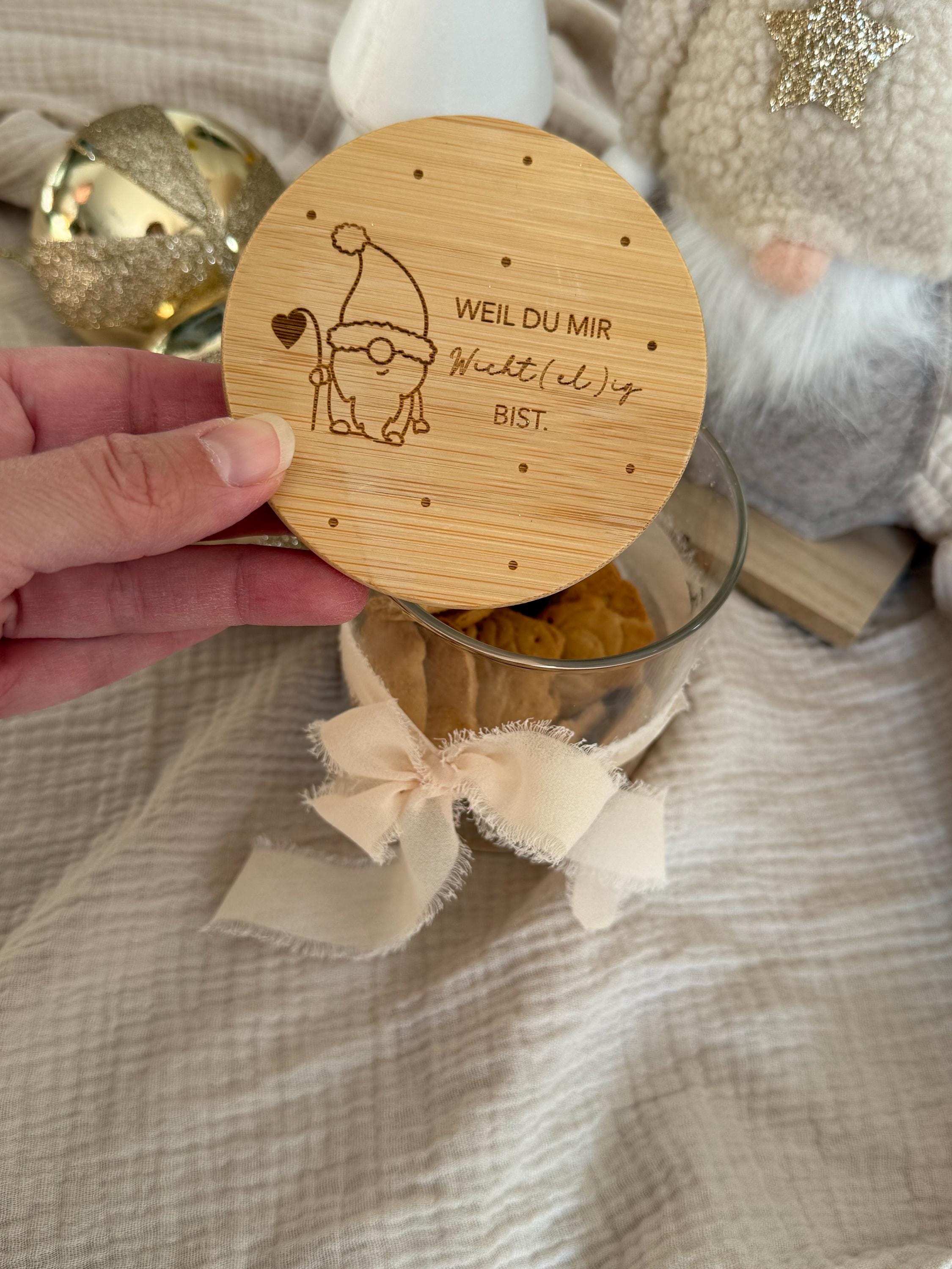 Barattolo portaoggetti con coperchio in legno, regalo di Natale, barattolo per biscotti, regala biscotti, regalo di Natale per nonna, mamma, barattolo