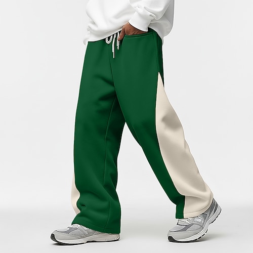 Herren Jogginghose Jogginghose mit weitem Bein Sporthose Hose Jogginghose mit offenem Saum Kordelzug Elastischer Bund Einfach Feuchtigkeitsableitend Atmungsaktiv Volle Länge Outdoor Sport im Freien Image