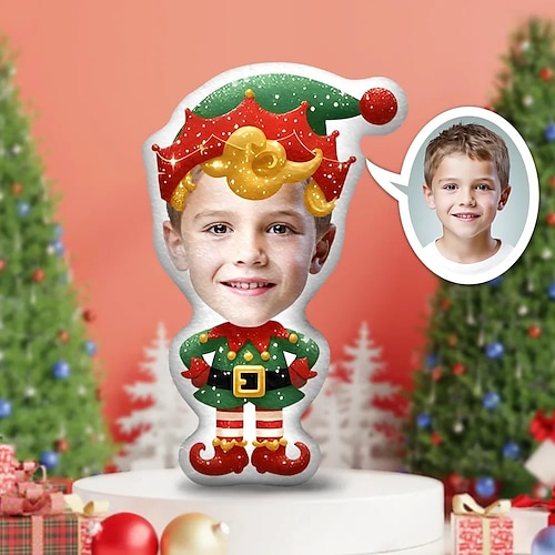 Personalisiertes Fotokissen für Weihnachten, kreatives DIY-Kissen in Humanoidform, lustiges Geburtstagsgeschenk für Freunde, einzigartiges Fotokissen, individuelle Fotogeschenke zu Weihnachten Image