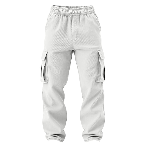 Herren Cargo-Hosen Cargohose Cordhose Arbeitshosen Elastischer Bund Mehrere Taschen Gerader Schnitt Einfach Feuchtigkeitsableitend Atmungsaktiv Volle Länge Sport im Freien Lässig Täglich Urlaub Mode Image
