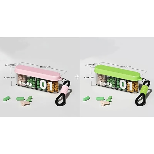 2 tragbare Pillenboxen mit 4 Fächern – Mini-Medikamentenaufbewahrungsbox, Tagesbehälter für Pillen morgens, mittags und abends, persönlicher Medikamentenorganizer, ideal für Pillen und medizinisches Image