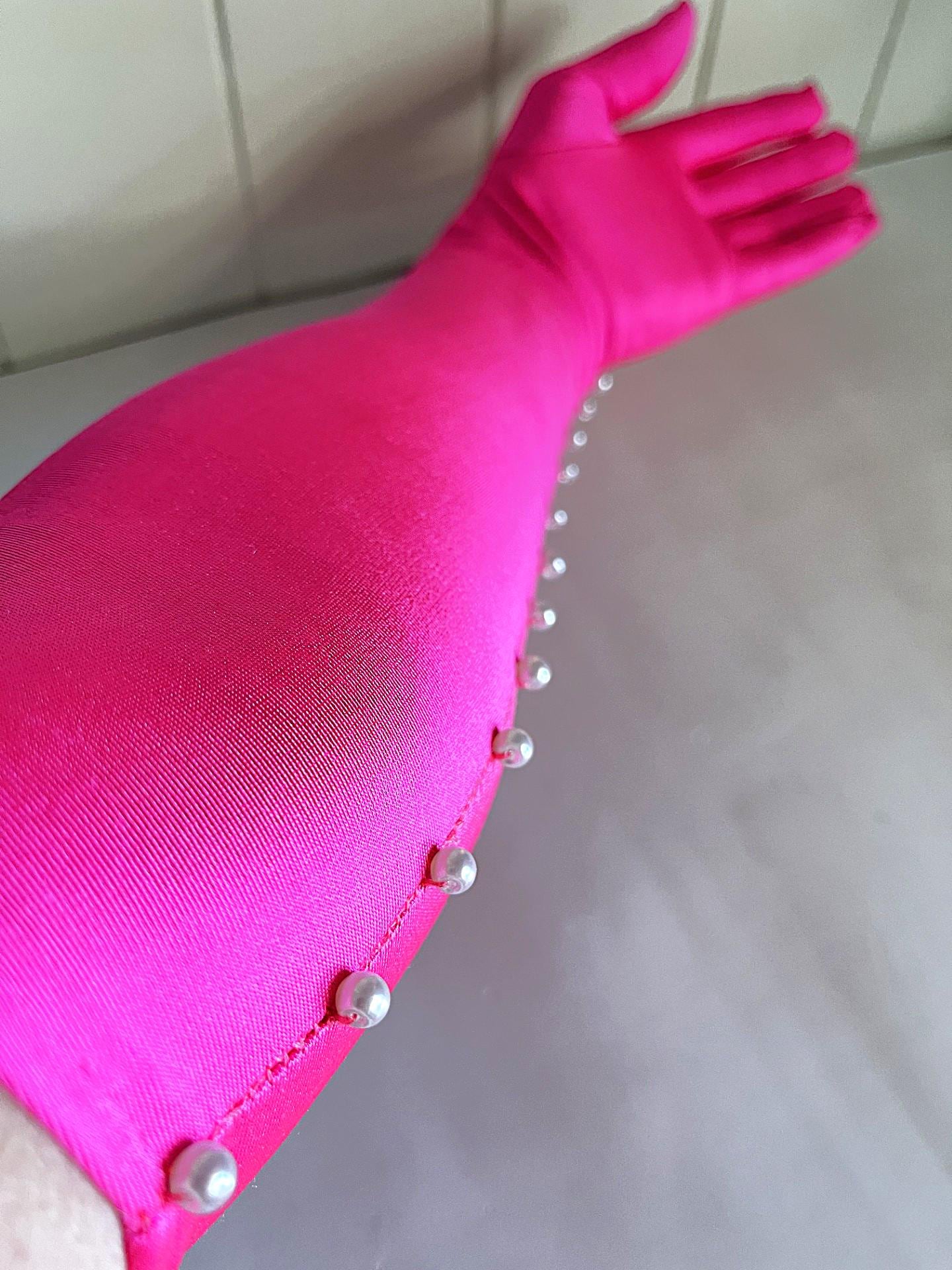 Guanti rosa shocking, guanti da sposa, guanti da sposa, guanti lunghi di perle, guanti formali, guanti da opera, guanti lunghi bianchi, guanti bianchi