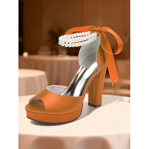 Lila Satin-Plateau-Sandalen mit Perlen-Knöchelriemen für Damen – glamouröse, offene Partyschuhe für Abendveranstaltungen, Hochzeiten und Cocktailpartys Image