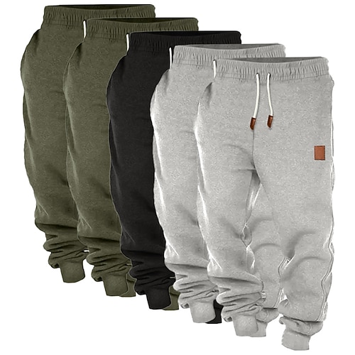 Herren Jogginghose Jogginghose Jogger Fleecehose Hose Kordelzug Elastischer Bund Mehrfachpackung Einfach Komfort Volle Länge Outdoor Täglich Ausgehen Klassicher Stil Basic 1 2 Mikroelastisch Image