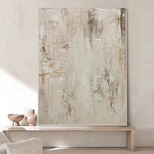 Handgemaltes Ölgemälde auf Leinwand, Wanddekoration im Wabi-Sabi-Stil, schlichte abstrakte Textur, geeignet für Wohnzimmer, Eingangsbereich, Wohnbereich, gerollt, rahmenlos, ungespannt Image