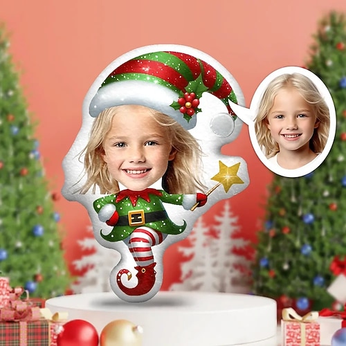 Personalisiertes Fotokissen für Weihnachten, kreatives DIY-Kissen in Humanoidform, lustiges Geburtstagsgeschenk für Freunde, einzigartiges Fotokissen, individuelle Fotogeschenke zu Weihnachten Image