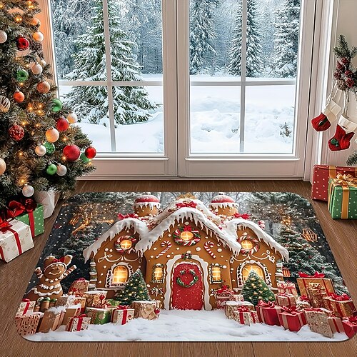 weicher Weihnachtsteppich aus Kristall-Samt Gemütliche Fußmatte für den Eingangsbereich, leicht zu reinigen Image
