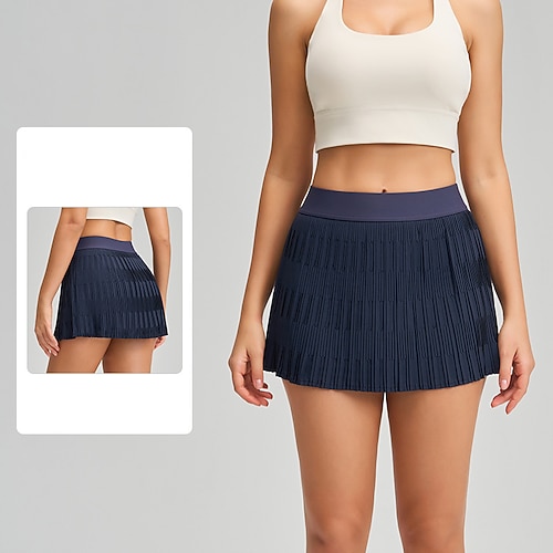 Damen Einfarbig Lässiger Rock Trainingsrock Elastisch Schweißableitend Atmungsaktiv Tennis Pickleball Yoga Unterteile Schwarz Weiß Gelb Tennisbekleidung Image