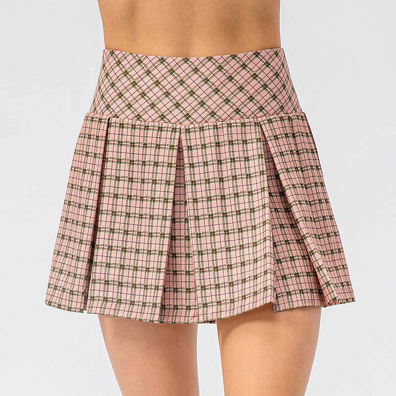 Women's Plaid / Check Solid Colored Tennis Skirts Pleated Skirts Sport Skirt Elastic Sweat-Wicking Breathable Tennis Pickleball Yoga Bottoms Black White Yellow Tennis Clothing