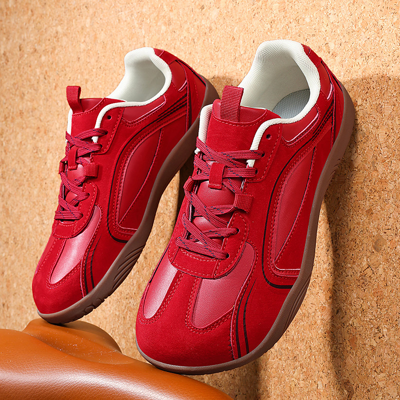 Men's Red Faux Leather Sports Shoes - Sleek, Modern Design with Lightweight Construction, Ideal for Casual Outings, Weekend Activities and Sports Events