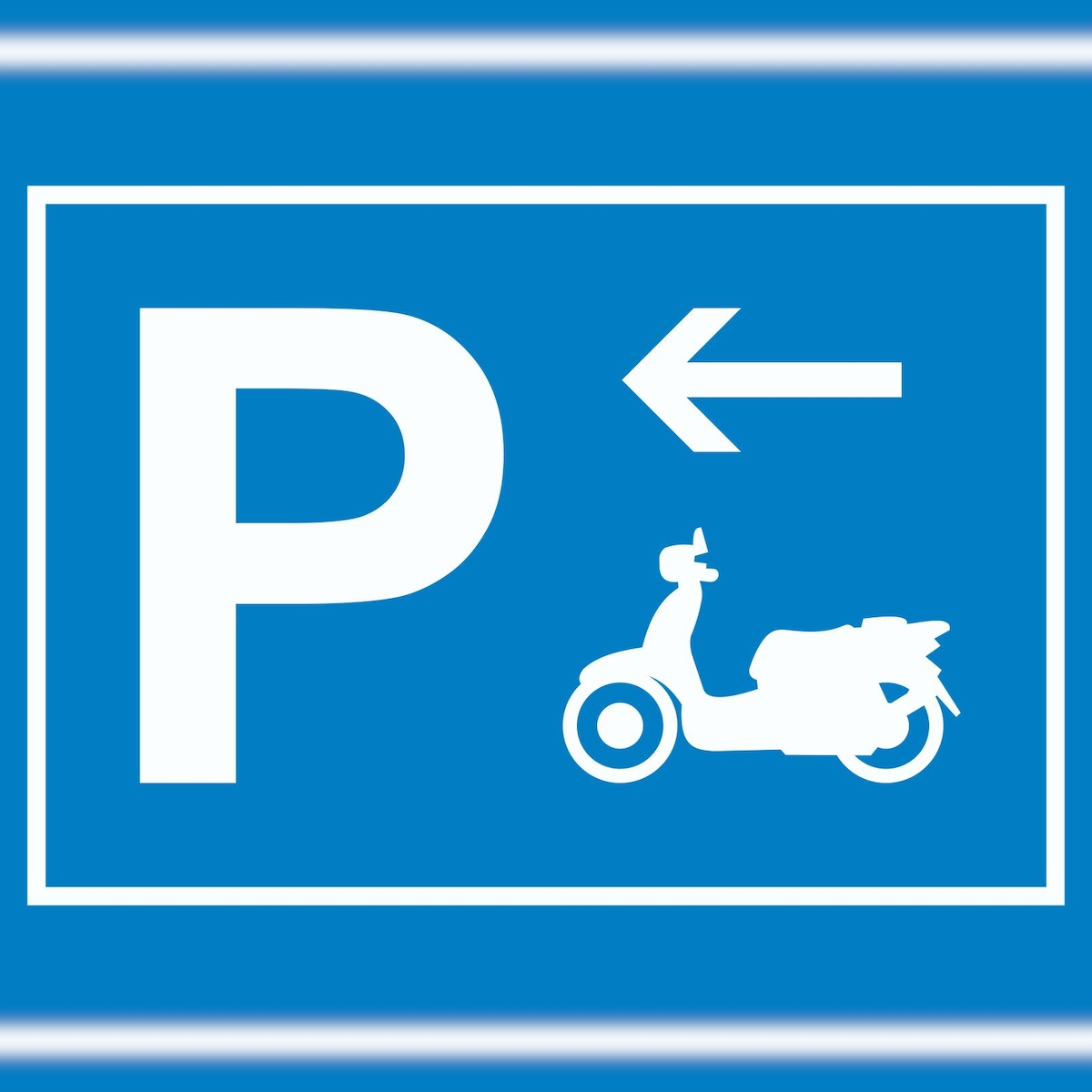 HB-Druck Motorroller Parkplatz mit Richtungspfeil links Schild waagerecht A6 (105x148mm) Image