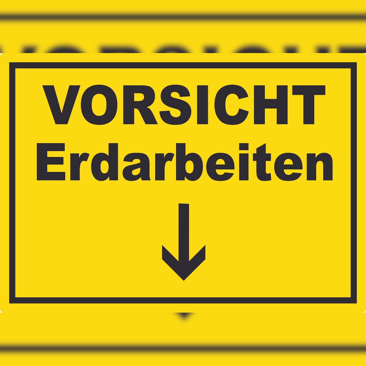 HB-Druck Vorsicht Erdarbeiten mit Richtungspfeil unten Aufkleber A8 (52x74mm) Image