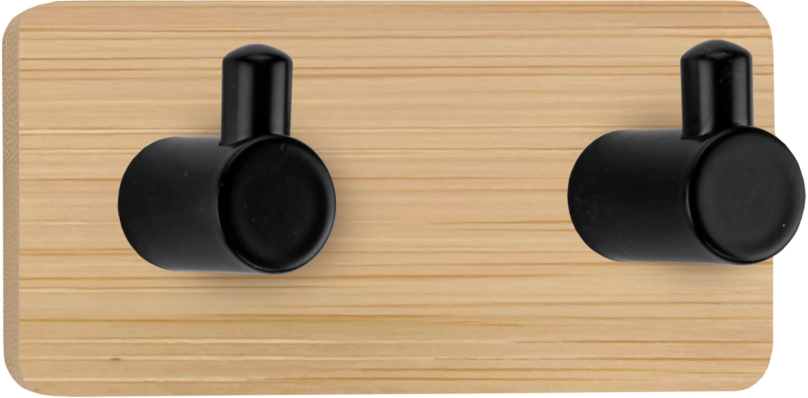 Klebehaken KLEINE WOLKE "Bamboo Pin Hook Duo", natur, B:12cm H:4,5cm L:3,6cm, Bambus, Haken