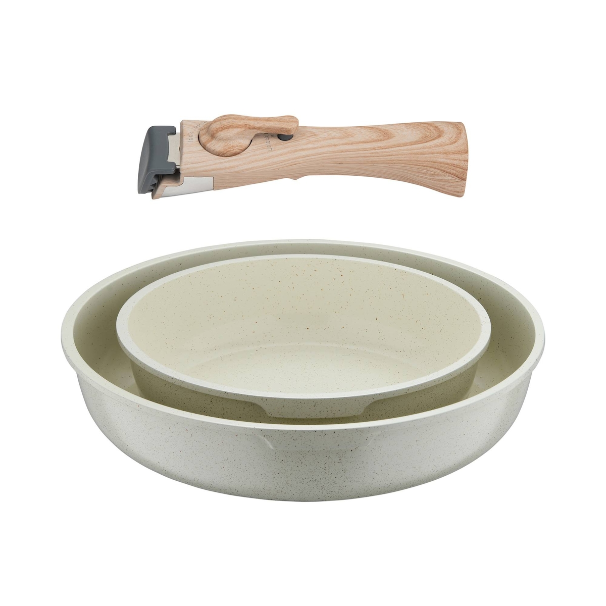 BERGNER Click&Cook - Set mit 2 Bratpfannen Ø22Ø26cm, Aluminiumguss, weiß, mit abnehmbarem Griff Image