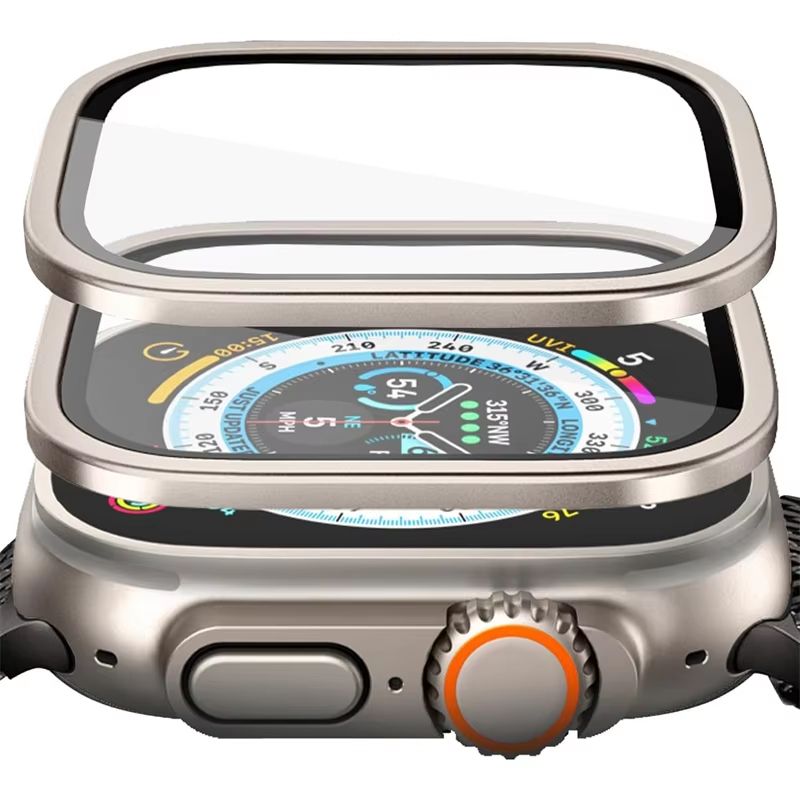 RuggedGuard Alloy & 9H Tempered Glass Shield Full Coverage For Apple Watch Ultra 49 Mm black ultra ultra 2 49mm