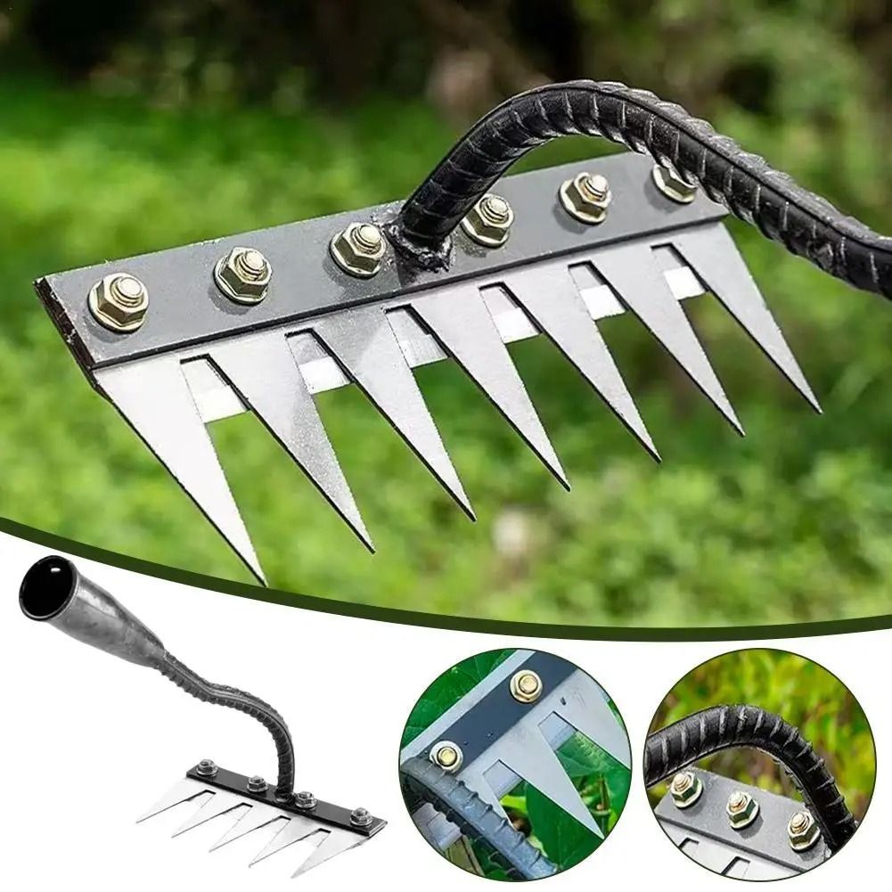 Carbon Steel Garden Hand Rake For Weeding And Soil Scarifying 7 teeth