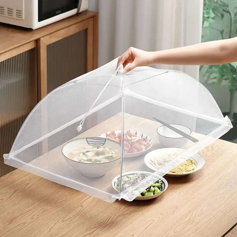 Mesh Food Cover Folding Washable Insect Proof Dish Net Protection For Home Kitchen 48 X 48 X 24 Cm white 3 Pcs