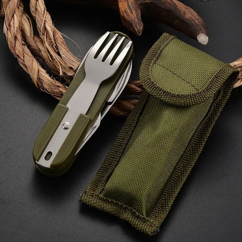 7 In 1 Multifunctional Outdoor Tableware Stainless Steel Foldable Utensil Set 7 In 1 Multifunctional Outdoor Tableware Stainless Steel Foldable Utensil Set