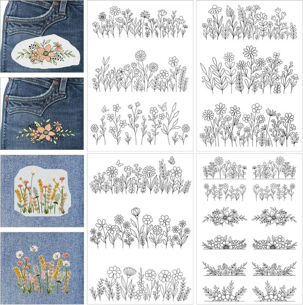 Water Soluble Embroidery Stabilizer Sheets Stick And Stitch Wash Away Floral And Butterfly Designs a1