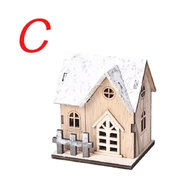 GlowCabin Wooden Christmas LED House Decoration a
