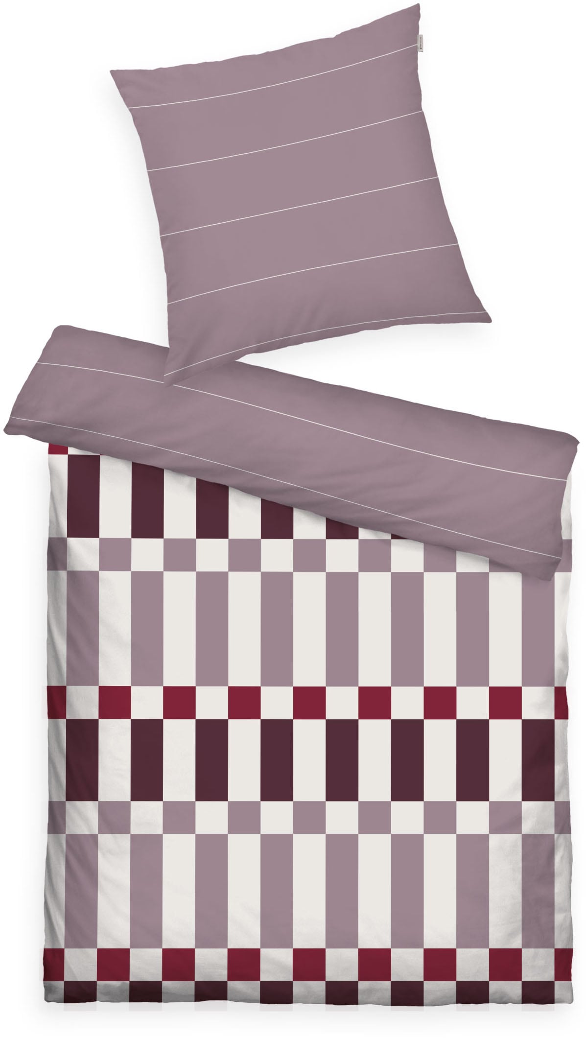 Wendebettwäsche TOM TAILOR HOME "BOLD CHECK in Gr. 135x200cm oder 155x220cm", cozymauve, plum, sanftes weiß, B/L: 155cm x 220cm, 1 Stk., 1 Stk., Renforcé, B/L: 80cm x 80cm, 2 Stk., Renforcé, Obermaterial: 100% Baumwolle, Bettwäsche, Wendebettwäsche,...